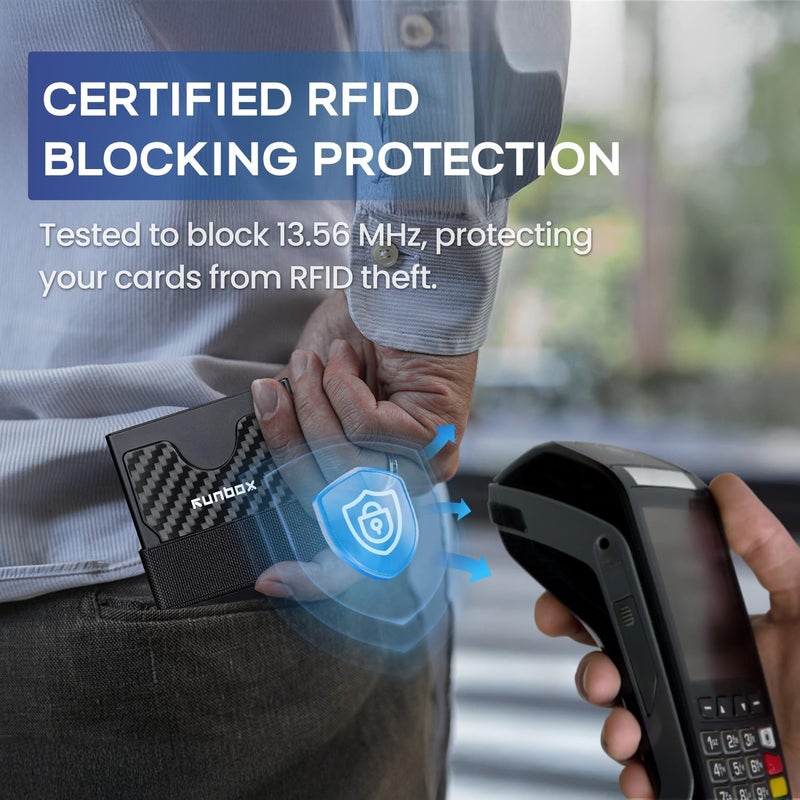 RUNBOX Mens Business Card Holder, Slim Card Wallet for Men and Women, Minimalist RFID Blocking Wallet with Pop-Up Function, Thin Design, Metal Cases Holds 6+6 Cards, Gifts for Men, Men's Accessories - Image 4